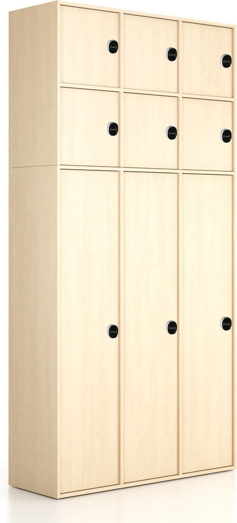Nadstavba pre skrine FRAME, 6x dvere, 1299 x 450 x 854 mm, RFID zámok, breza