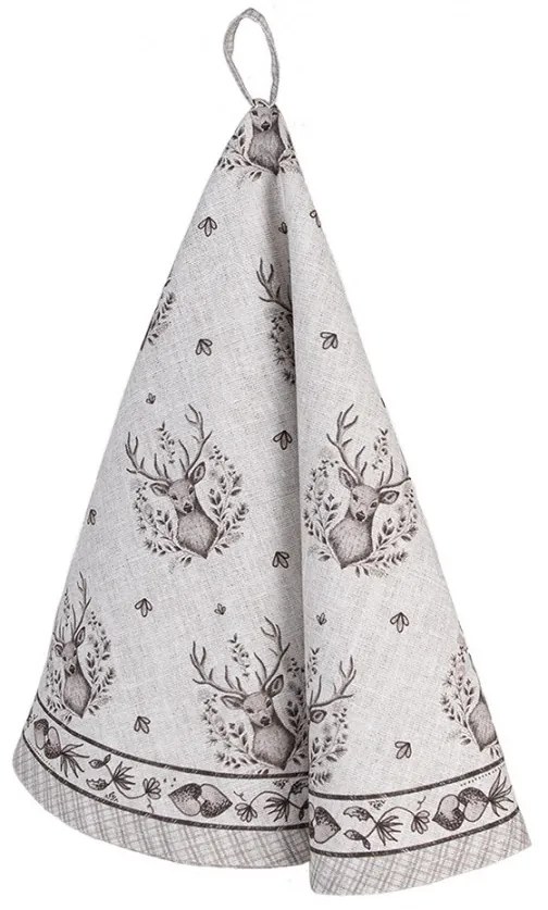 Béžová okrúhla kuchynská utierka s jeleňami Gentle Wilderness - Ø 80 cm