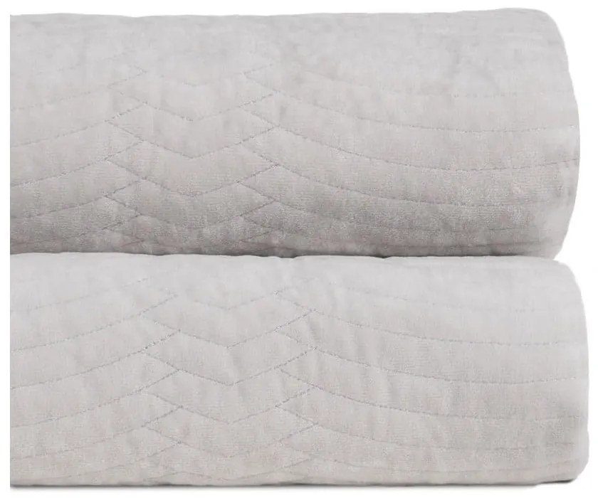 Krémový zamatový prešívaný pléd 230x260 cm – Ixia