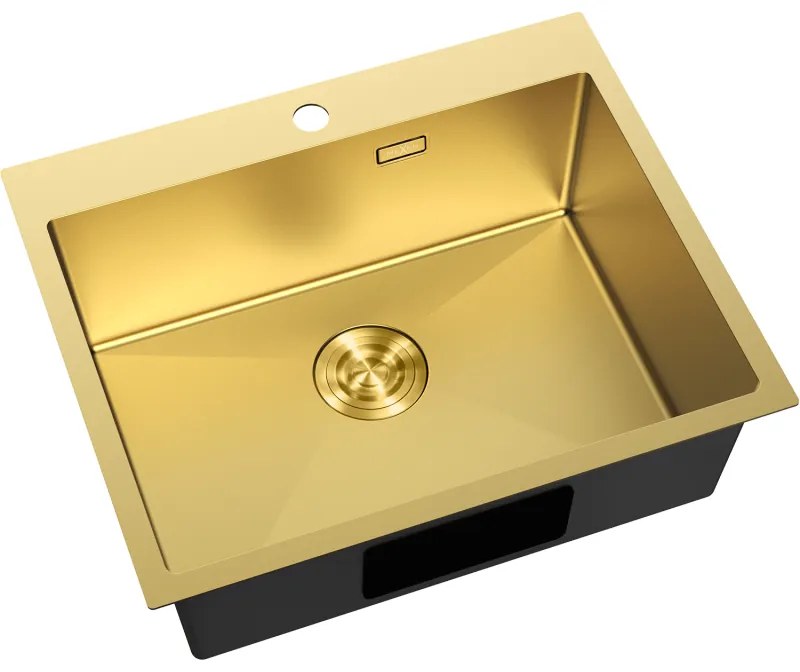 Mexen Solix, 1-komorový nerezový drez 600 x 500 mm, brúsená zlatá, 6408601000-55