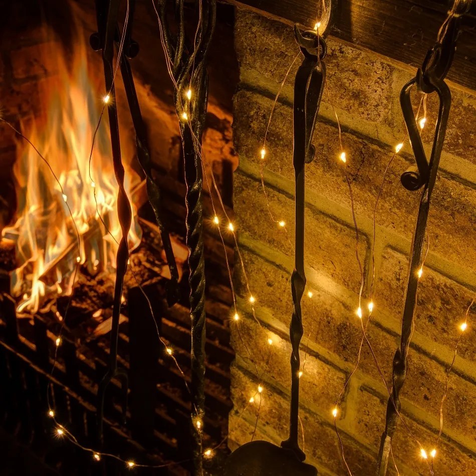 DECOLED Svetelná reťaz LED, 20 x 3 m, teplá biela, 600 diód