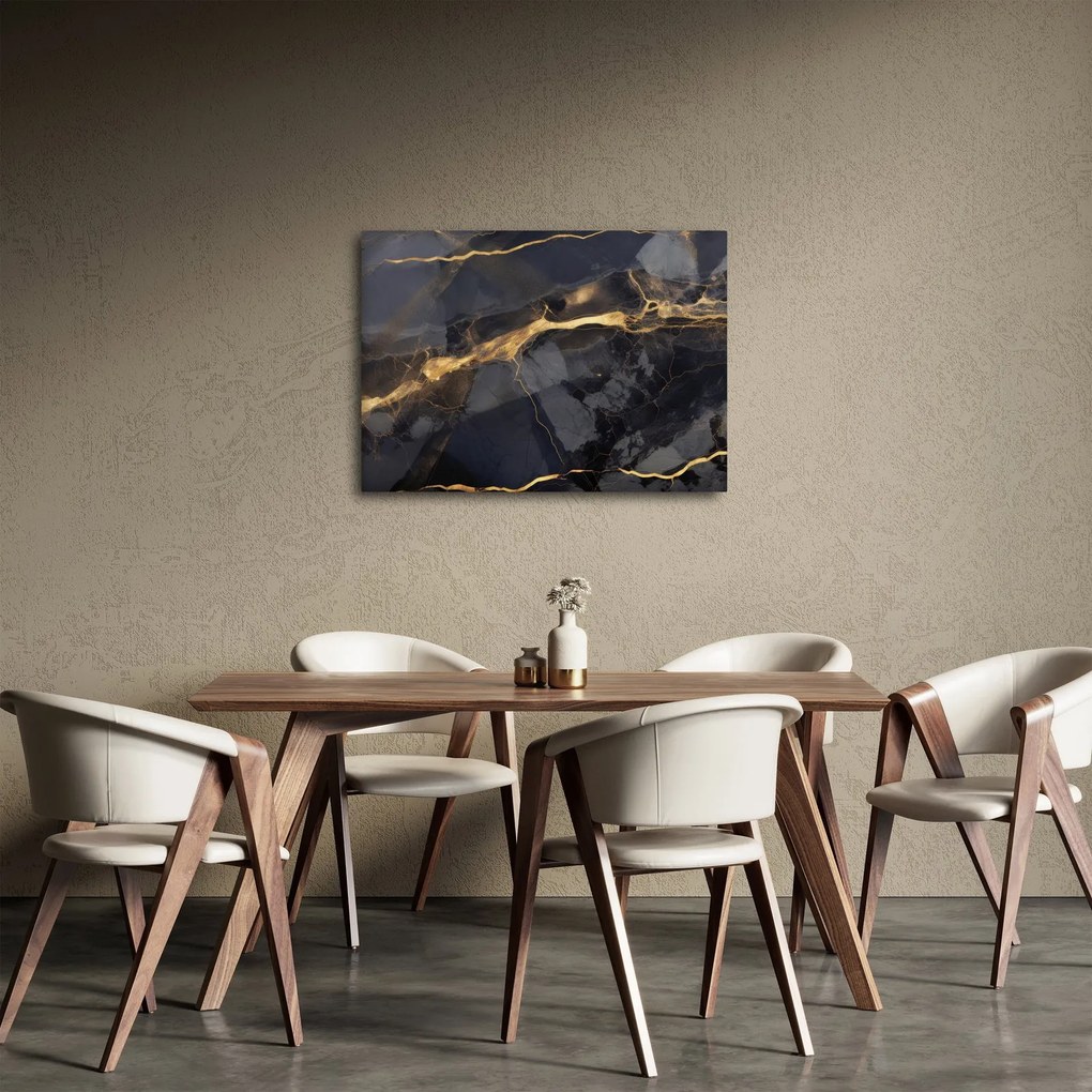 Obraz - Čierno - zlatý dekor (70x50 cm)