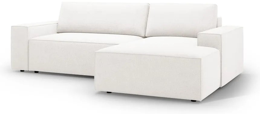 Biela rozkladacia rohová pohovka z textílie bouclé (pravý roh) Jodie – Micadoni Home