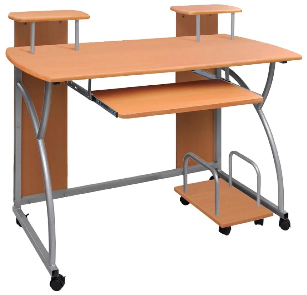 Počítačový stôl hnedý 110x52x88,5 cm spracované drevo