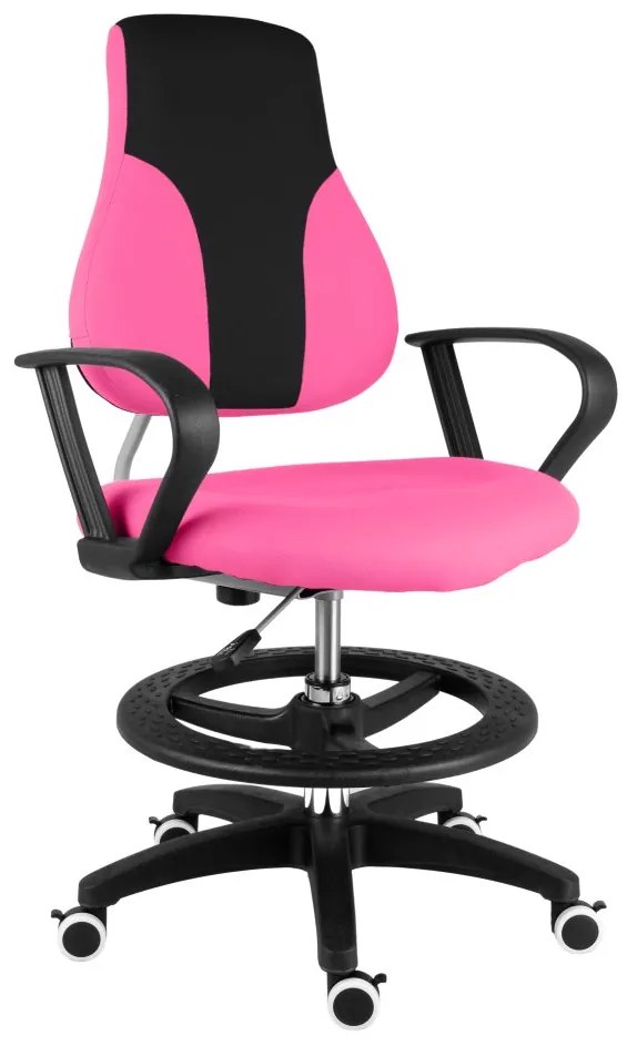 Detská rastúca stolička Neoseat KINDER — látka, čierna / ružová