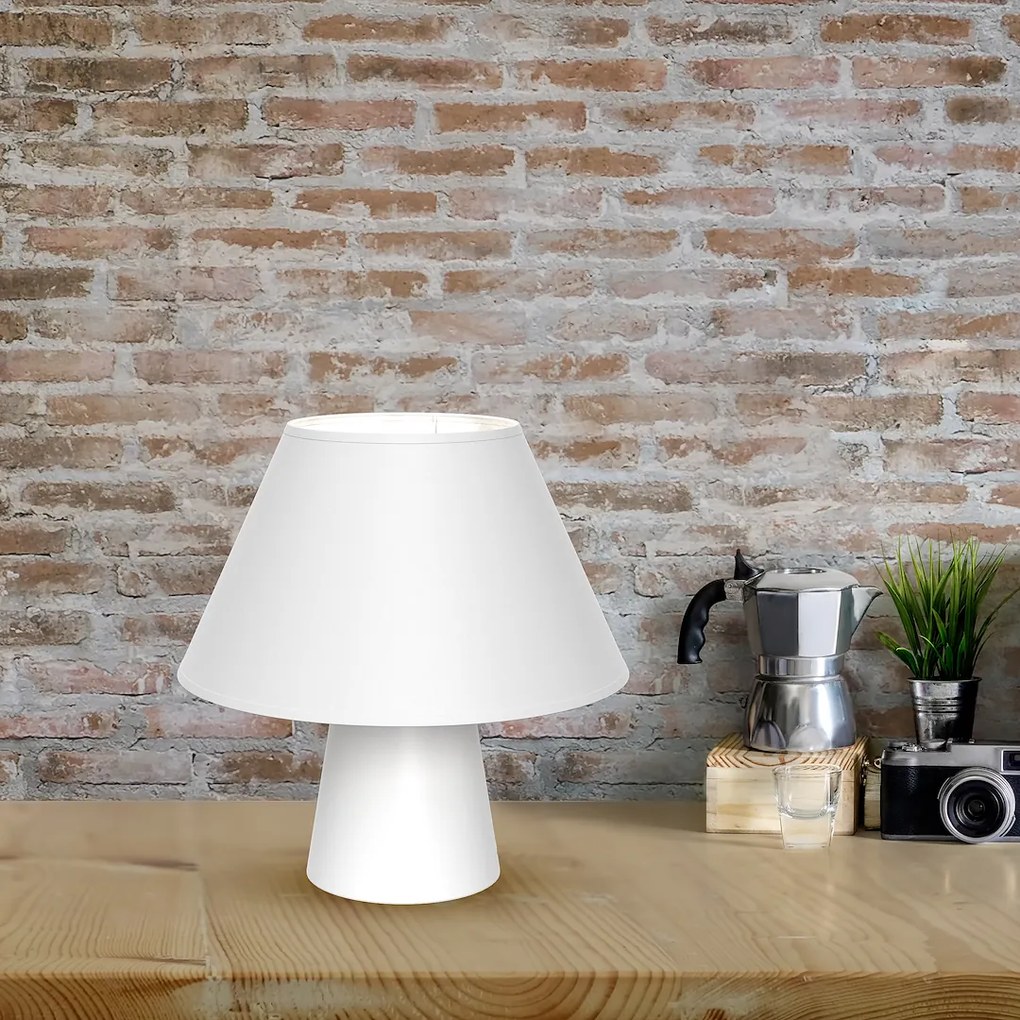 Stolná lampa Fifi, 1x bieel textilné tienidlo, w
