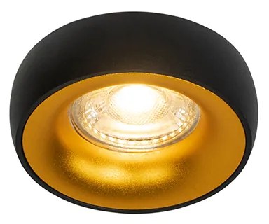 Sada 6 dizajnových zapustených bodových svetiel čierna so zlatým interiérom - Mooning