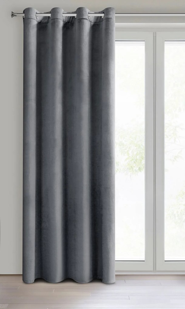 ZATEMŇOVACÍ ZÁVES NA KRÚŽKOCH DARLA SADA 2KS 140X250 CM GRAFITOVÁ