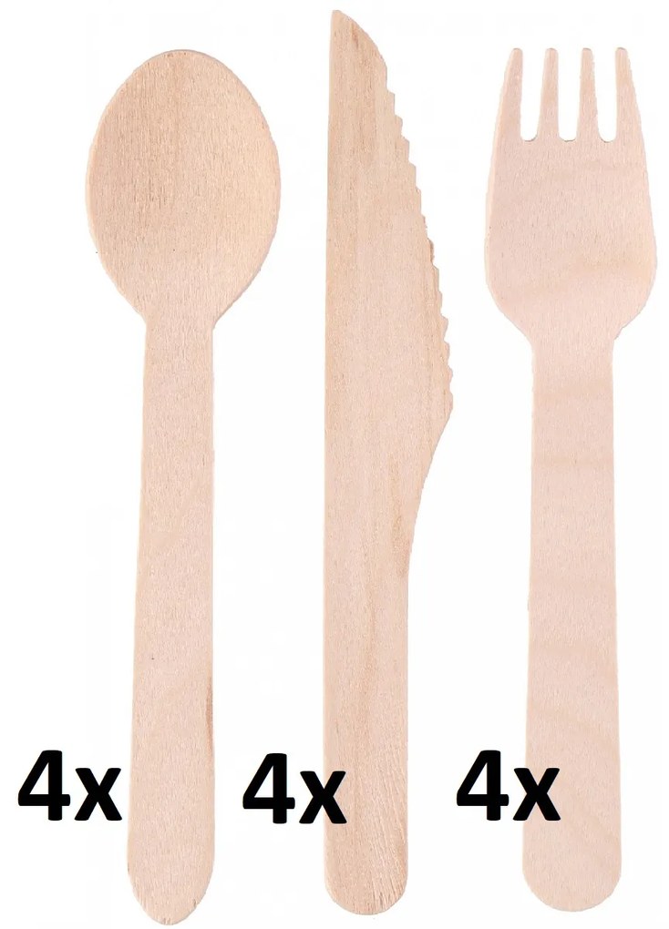 No brand Drevěné príbory - 12 kusov 16cm