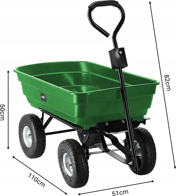 CH Zelený záhradný vyklápací vozík Fury - 75l