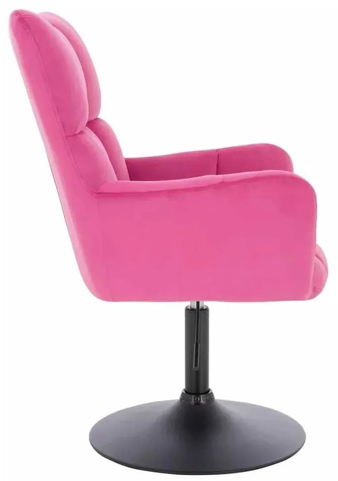 LuxuryForm DESIGN Kreslo AURORA VELUR na čiernom tanieri - tmavo ružové