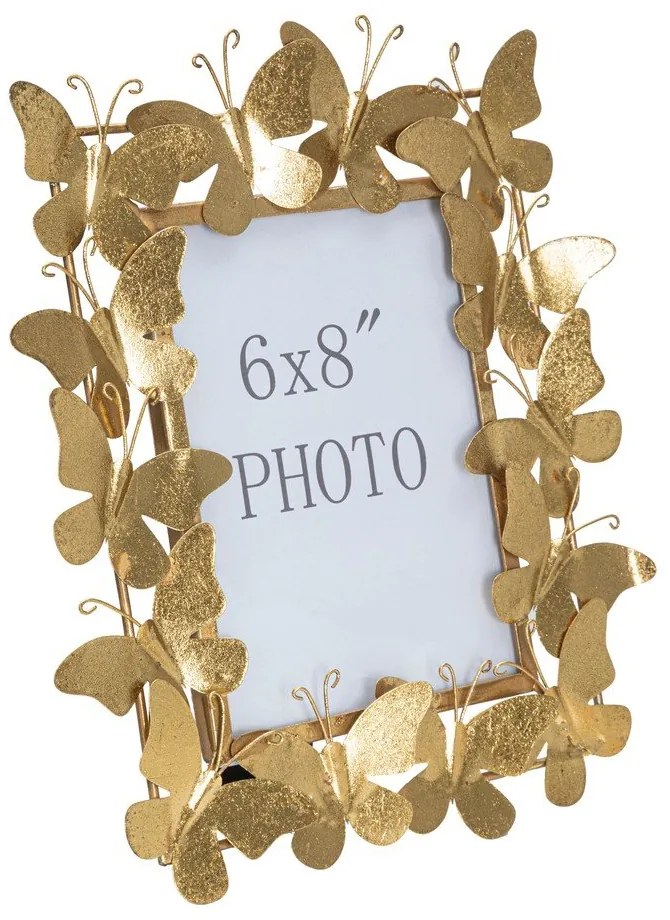 Kovový stojací rámček v zlatej farbe 28x30,5 cm Butterfly – Mauro Ferretti