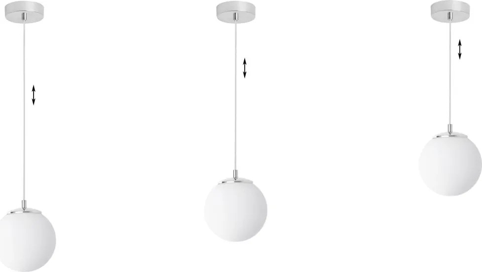 Závesné svietidlo Florence, 1x biele sklenené tienidlo, ch