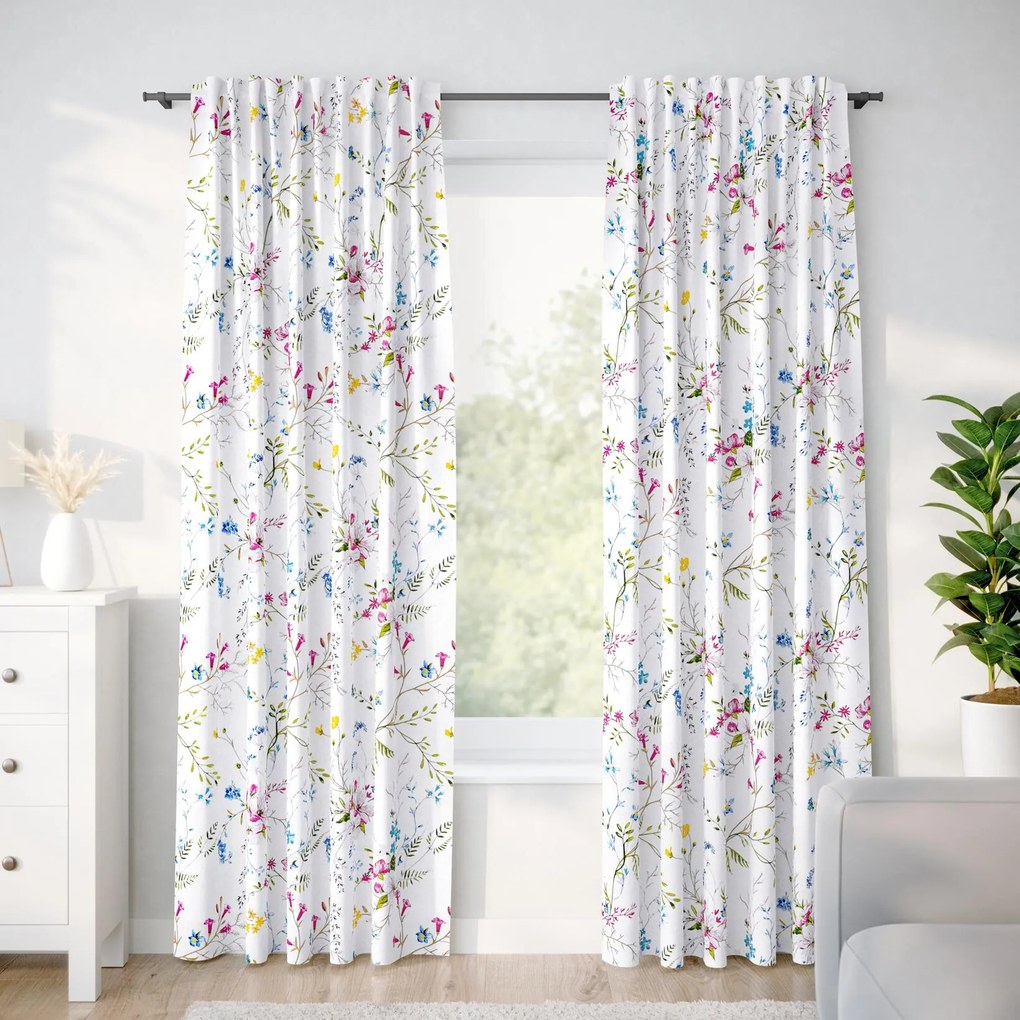 Goldea bavlnený záves - maľované lúčne kvety 200x150 cm