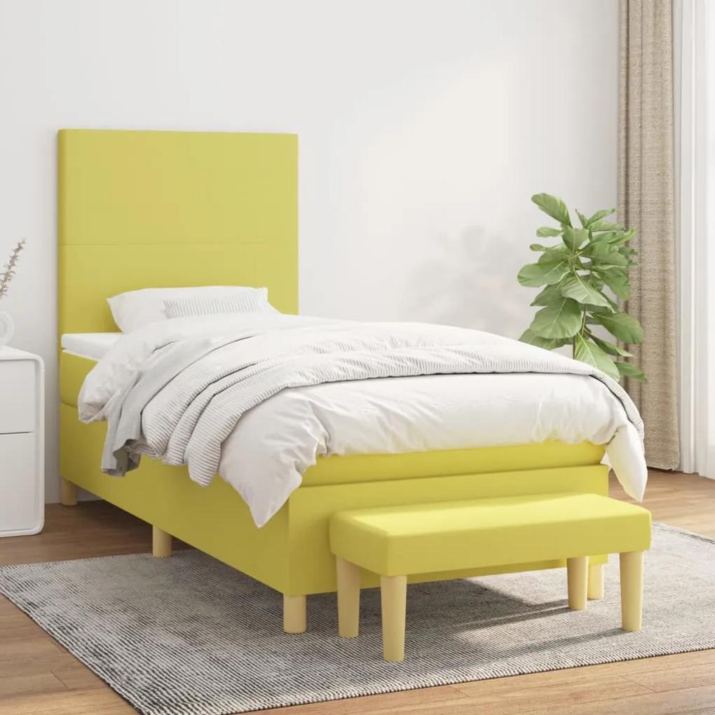 Boxspring posteľ s matracom svetlozelená 100x200 cm látka 3136980
