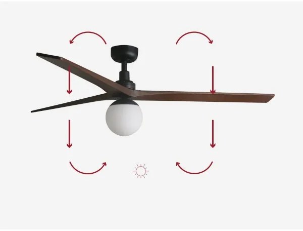 FARO 34276-11L - Stropný ventilátor KLIM L 1xE27/15W/230V orech/čierna + DO