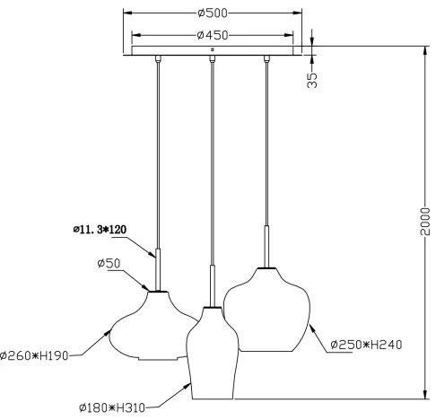 Fabas Luce 3725-47-363 - Luster na lanku OLBIA 3xE27/40W/230V