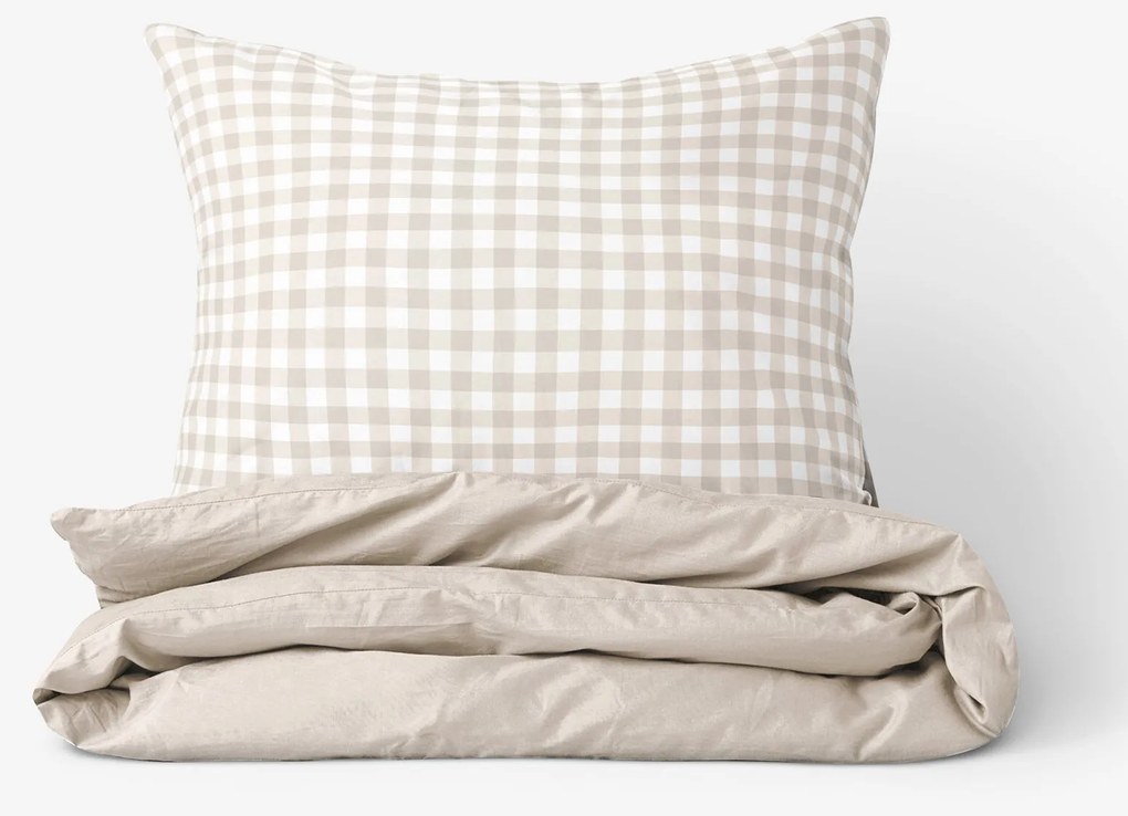 Goldea bavlnené posteľné obliečky duo - kocky s latte 140 x 200 a 70 x 90 cm