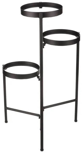 Autronic BONTEC Stojan na kvety - 3 poschodový, kovový so sklom Farba: Čierna