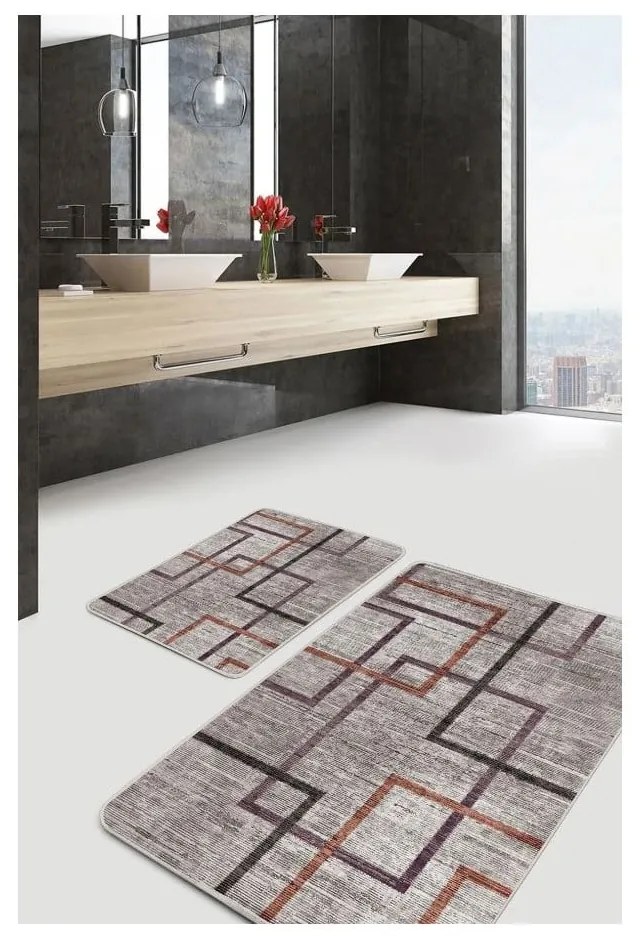 Sivé zamatové kúpeľňové predložky v súprave 2 ks 60x100 cm – Mila Home