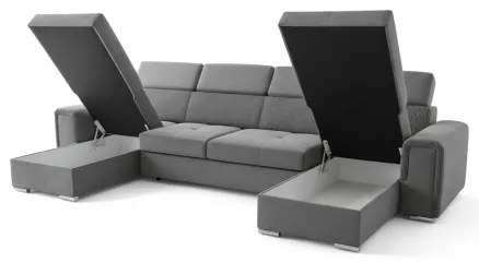 Rozkladacia sedacia súprava s univerzálnym rohom do U s úložným priestorom SALVADA tmavosivá