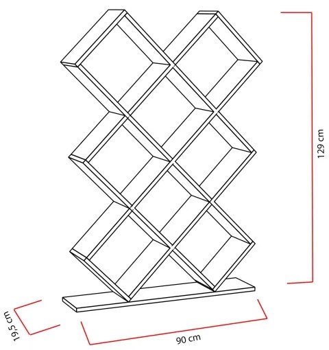 Knižnica KUMSAL 129x90 cm červená