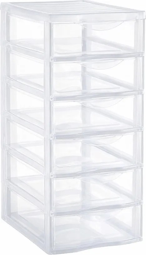 SUNDIS Úložný box s 6 zásuvkami, transparentní, ORGAMIX