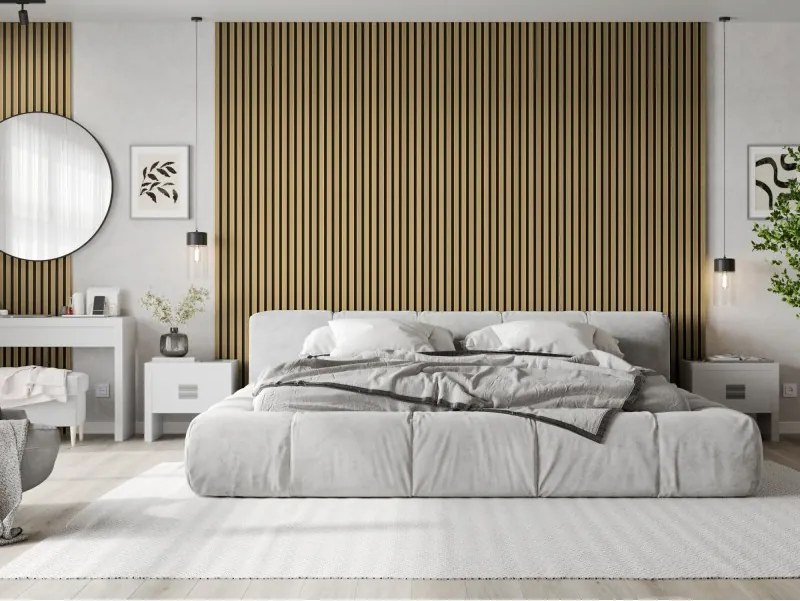 Mexen Lam-F, akustické stenové lamely 275 × 30 cm, plstený podklad 8 mm, technická dyha, bambus prírodný, S105-275307-3015-011