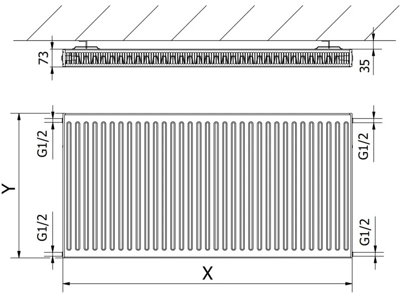 Mexen, Panelový radiátor Mexen C21 600 x 700 mm, bočné pripojenie, 897 W, biely - W421-060-070-00