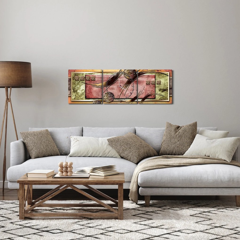 Abstraktný obraz (s hodinami) (90x30 cm)