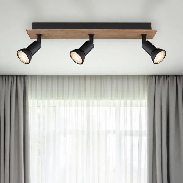 Globo 57998-3W - Bodové svietidlo DREW 3xGU10/35W/230V drevo/kov