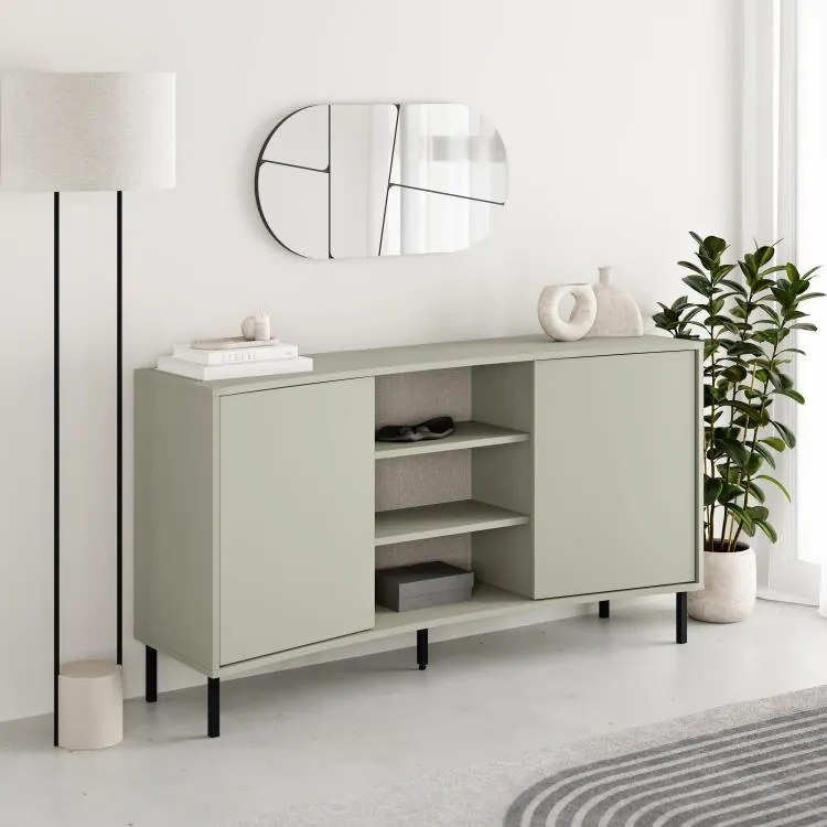 Komoda Houseland Frem 150 cm šedo-zelená