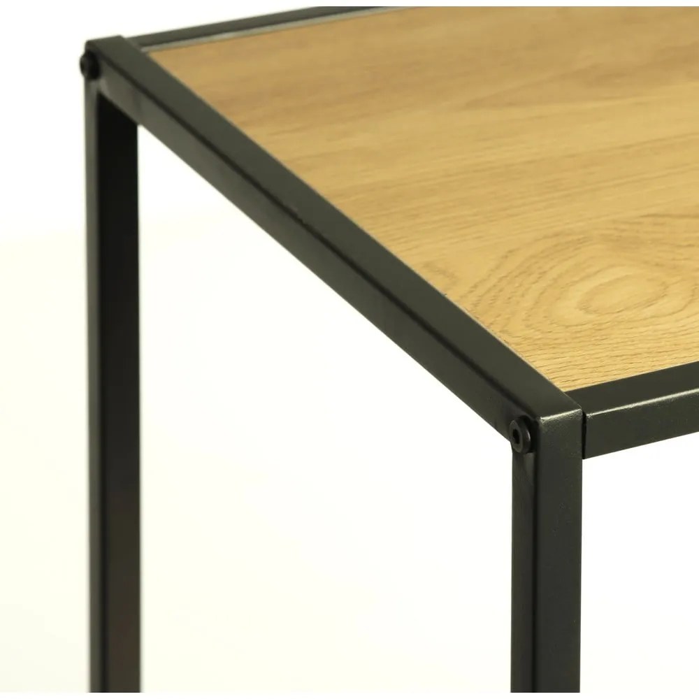 Čierna/v prírodnej farbe knižnica v dekore duba 80x180x35 cm Altino – Unique Furniture