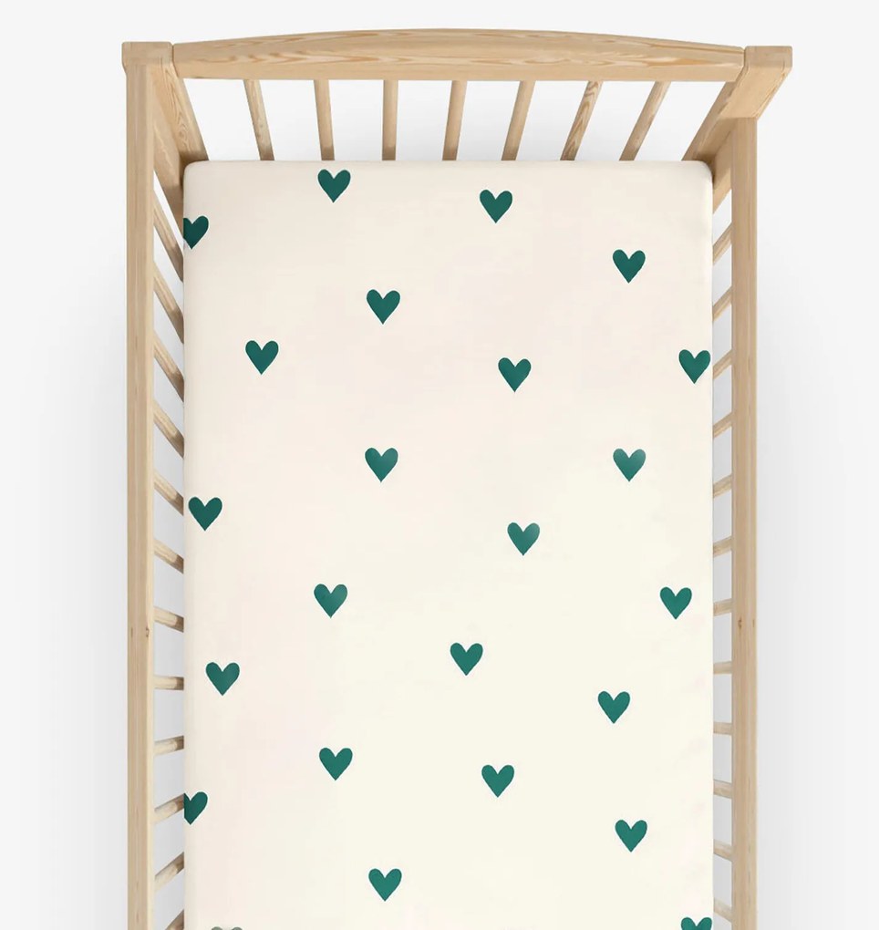 Goldea bavlnená napínacia plachta do detskej postieľky - srdiečka na slonovej kosti 70 x 140 cm