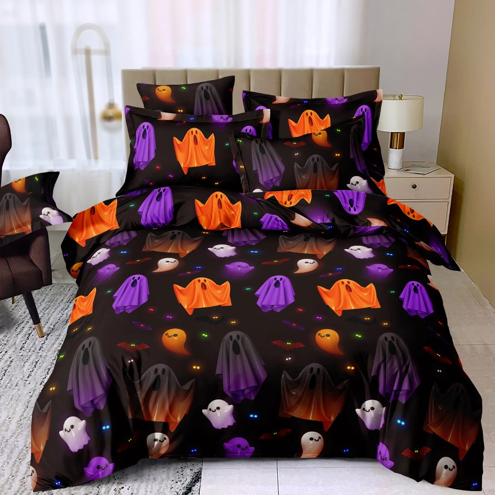 Obliečky z mikrovlákna SPOOKY SOIREE čierne Rozmer obliečky: 2 ks 70 x 80 cm | 200 x 220 cm