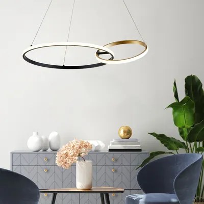LED kruhové závesné svietidlo RANDO čierno-zlaté