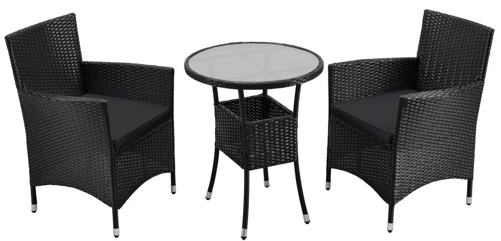 InternetovaZahrada - Balkónový set Bayamo - čierny + šedé podušky