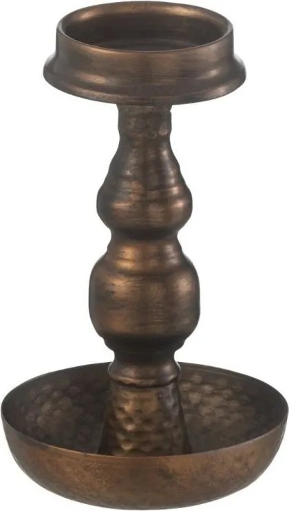 Bronzový antik kovový svietnik Jere na úzku aj valcovú sviečku – 12*12*19 cm