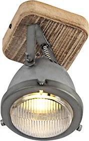 Inteligentný reflektor oceľ s drevom vrátane WiFi GU10 nastaviteľný - Emado