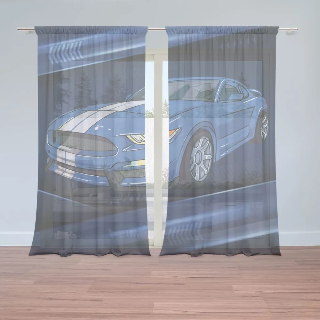 Sablio Záclony Mustang Modré pozadie s pruhmi: 2ks 150x250cm