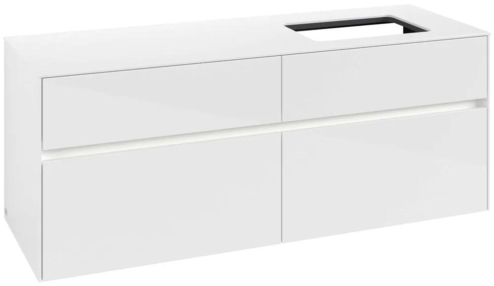 VILLEROY &amp; BOCH Collaro závesná skrinka pod umývadlo na dosku (umývadlo vpravo), 4 zásuvky, s LED osvetlením, 1400 x 500 x 548 mm, Glossy White, C118B0DH