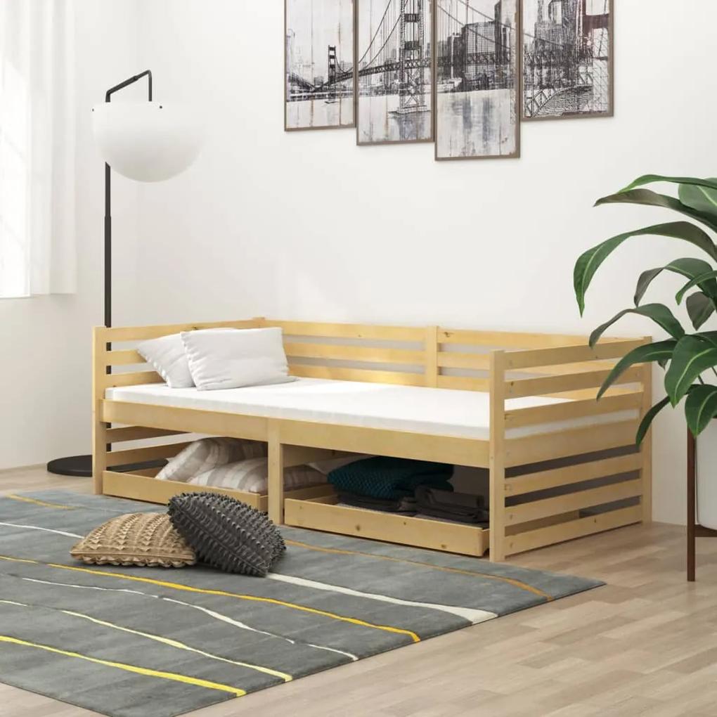 vidaXL Denná posteľ so zásuvkami 90x200 cm borovicové drevo