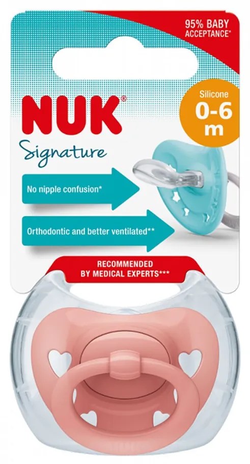 Dojčenský cumlík NUK Signature 0-6m broskyňová, vel. 0-6 m