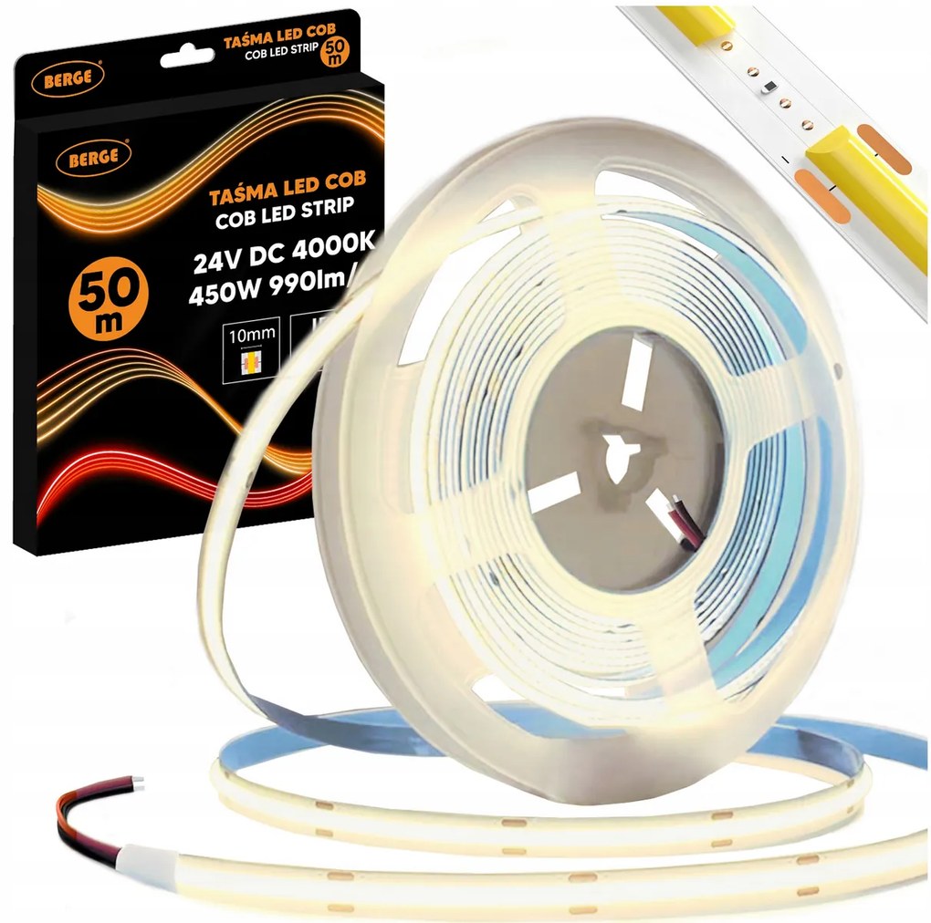 BERGE LED pásik COB Neon 24V - 480D - 9W/m - IP20 - 990lm - 50m - neutrálna farba