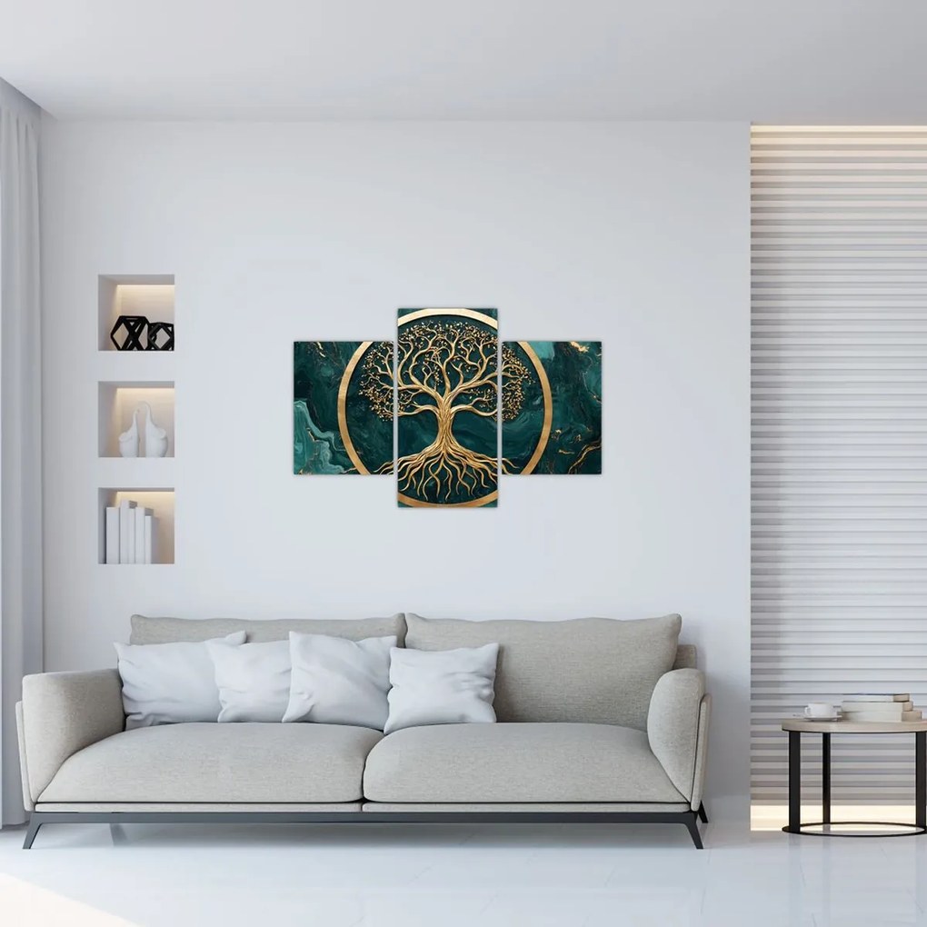 Obraz – Zlatý strom života v mramore (90x60 cm)