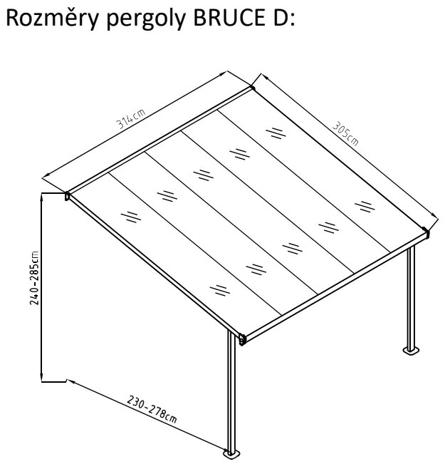 Rojaplast BRUCE D pergola - ŠEDÝ polykarbonát