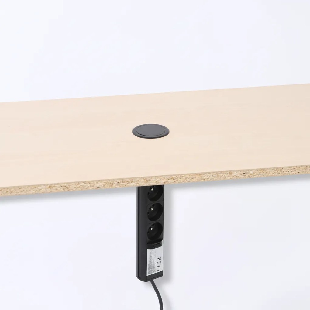 Výsuvná stolová zásuvka, 3× 230 V, USB-A, USB-C, čierna
