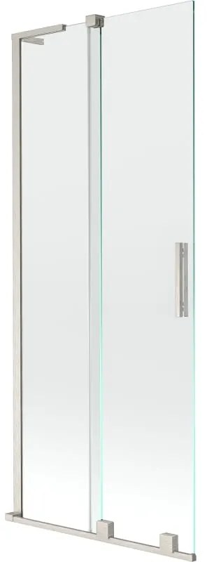 Mexen Velar L, 2-krídlová posuvná vaňová zástena 85 x 150 cm, 8mm číre sklo, brúsená oceľ, 896-085-003-01-97