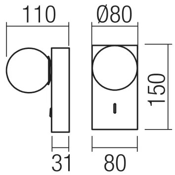 Redo 01-4658 - LED nástenné svietidlo NORMA LED/5W/230V CRI 90 USB bronzové