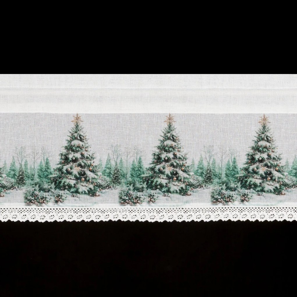 KRÁTKA VIANOČNÁ ZÁCLONA NA PÁSKE XMAS9 150X30 CM VZOROVANÁ